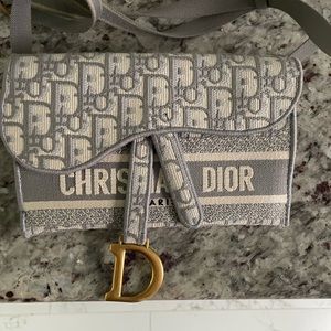 CHRISTIAN DIOR
Oblique Slim Saddle Pouch grey